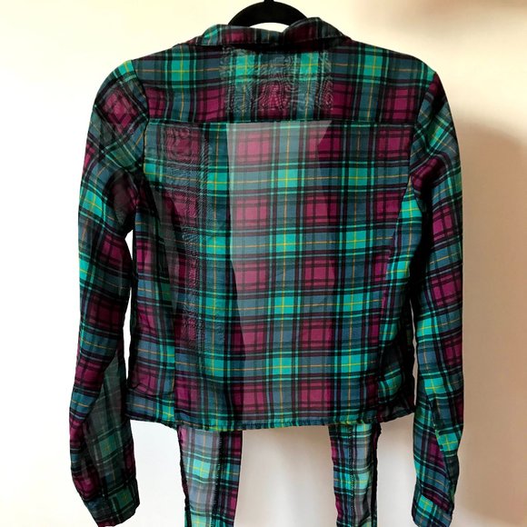 Target Ali and Kris Multicolour Collared Plaid Front Tie Blouse - Picture 4 of 4